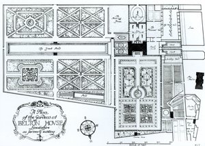 Plán zahrad v Belton House, Lincolnshire, jak dříve existoval, kolem roku 1900 od Harry Inigo Triggs