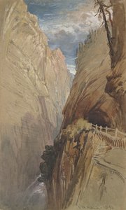 Via Mala, Švýcarsko, 1854, (wc a barva karoserie na šedém papíře)