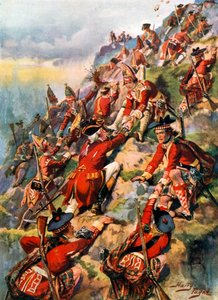 Vydejte se na Abrahamovy výšiny. Bitva u Quebecu (barevná litografie) od Harry Payne