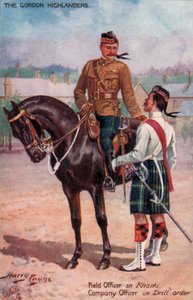 Gordon Highlanders, polní důstojník v Kharki, důstojník společnosti v pořadí vrtání (barevné lito)