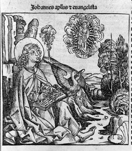 Zastoupení evangelisty svatého Jana. Rytina z „Liber chronicarum“ (Norimberské kroniky) od Hartmanna Schedela 1493 od Hartmann Schedel