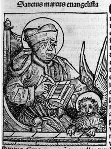 Zastoupení evangelisty svatého Marka. Rytina z „Liber chronicarum“ (Norimberské kroniky) od Hartmanna Schedela 1493 od Hartmann Schedel