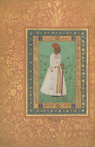 Portrét Jadun Rai Deccani, folio z alba Shah Jahan, obdélník: ca. 1622, verso: ca. 1530-50