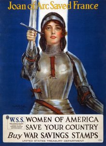 Plakát Johanka z Arku zachránila Francii - Ženy Ameriky, zachraňte svou zemi, 1918