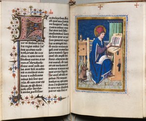 Kniha evangelií s portréty evangelistů: Zdobená iniciála od Hausbuch Master