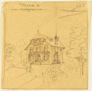 Perspektivní pohled na vilu od Hector Guimard