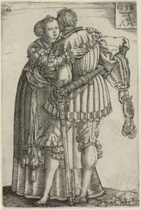 Couple Embracing, deska šest od The Large Wedding-Dancers od Heinrich Aldegrever