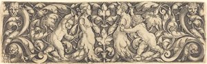 Křížový panel s révou uprostřed a Tritonův pár, 1537. od Heinrich Aldegrever