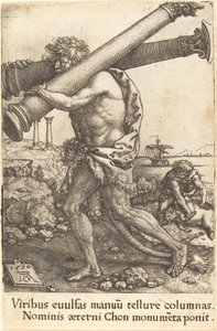 Herkules nesoucí dva sloupy Gazy, 1550. od Heinrich Aldegrever