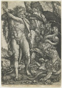 Herkules ničí lernajskou hydru, 1550 od Heinrich Aldegrever