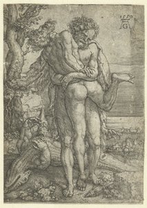 Herkules bojuje s říčním bohem Achelousem Labors of Hercules (název série) od Heinrich Aldegrever