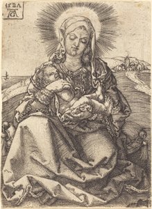 Madonna v krajině sedí na polštáři od Heinrich Aldegrever