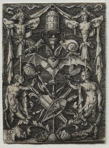Ornament design s netopýrem uprostřed od Heinrich Aldegrever