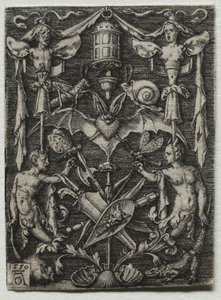 Ornament Design s netopýrem ve středu, 1550. od Heinrich Aldegrever