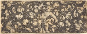 Ornament s listím a dítětem uprostřed, 1539. od Heinrich Aldegrever