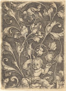 Scroll Ornament se sedícím dítětem od Heinrich Aldegrever
