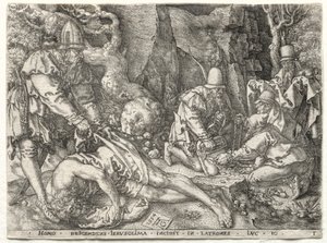 Podobenství o milosrdném Samaritánovi: Lupiči útočící na cestovatele, 1554. od Heinrich Aldegrever