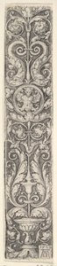 Vertikální panel s kandelábrem obsahujícím medailon s kentaurem a párem Dolp..., 1529. od Heinrich Aldegrever