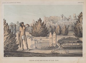 Indický oltář a ruiny staré Zuni od Heinrich Baldwin Mollhausen