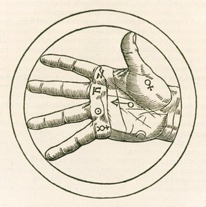 Rytina Hand of Palmistry od Heinricha Cornelia Agrippy von Nettesheim (1486-1535) De occulta philosophia libri tres (Tři knihy okultní filozofie) vydané v roce 1533. od Heinrich Cornelius Agrippa von Nettesheim