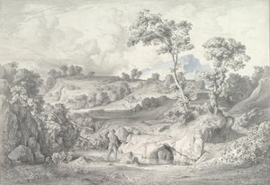 Jižní krajina s mužem a hadem, 1847. od Heinrich Dreber