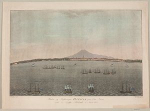 Město a pevnost Batavia na ostrově Jáva během anglické blokády v roce 1800