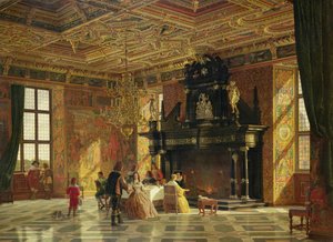 Interiér rytířského sálu, palác Fredericksborg, nedaleko Kodaně (olej na plátně)