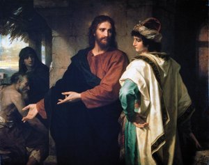 Ježíš a mladý bohatý vládce od Heinrich Karl Hofmann