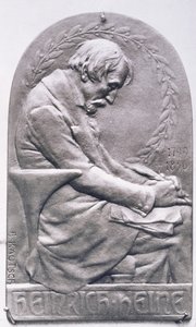 Portrétní medailon Heinricha Heineho (1797-1856) (bronz) (čb foto)