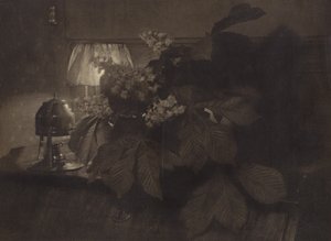 [Zátiší s květy kaštanu, lampou a urnou] od Heinrich Kuhn