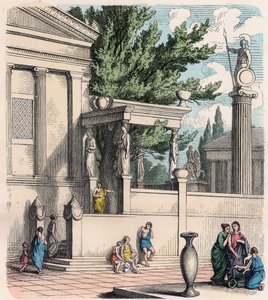 Starověké Řecko: Svatý olivovník na zámku (Acropolis) v Aténách od Heinrich Leutemann