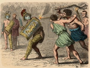 Starověký Řím: Zbabělý gladiátor zapojený do boje, 1866 od Heinrich Leutemann