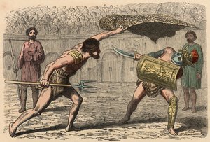 Starověký Řím: Gladiátor bojuje v amfiteátru od Heinrich Leutemann