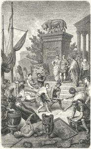 Příjezd starověkých řeckých uměleckých děl odvezených do Říma (rytina) od Heinrich Leutemann