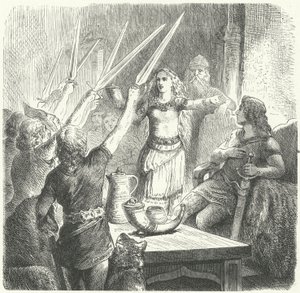 Baltové připíjejí dětem svého krále (rytina) od Heinrich Leutemann