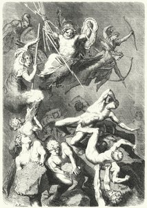Bitva mezi starověkými řeckými bohy a titány (rytina) od Heinrich Leutemann