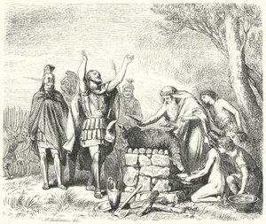 Pausanias přinášející oběť bohům před bitvou u Plataea, 479 př.nl (rytina) od Heinrich Leutemann
