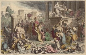 Římští vojáci drancující dobyté město (barevná rytina) od Heinrich Leutemann