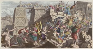 Římští vojáci útočící na město (barevná rytina) od Heinrich Leutemann