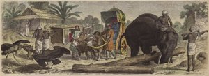 Scéna v Bengálsku, Indie (barevná rytina) od Heinrich Leutemann