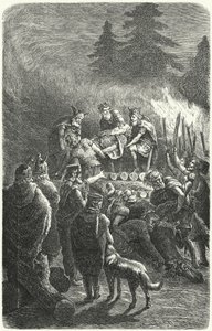 Suebi pohřeb ve starověkém Německu (rytina) od Heinrich Leutemann