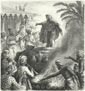 Suttee, hinduistický pohřební zvyk (rytina) od Heinrich Leutemann