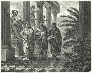 Římský císař Augustus, Gaius Maecenas a Virgil (rytina) od Heinrich Leutemann
