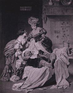 Scéna ze Shakespearových Veselých paniček z Windsoru (3. dějství, scéna 3) (litho) od Heinrich Lossow
