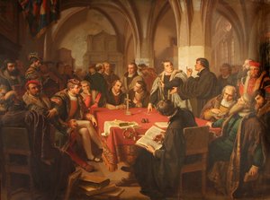 August Noack Náboženský dialog na zámku Marburg 1869 bez rámu od Heinrich Stürzl