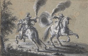 Dva jezdci střílející na sebe, 1600-1677. od Heinrich Werdmuller