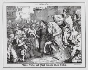 Setkání císaře Svaté říše římské Lothara III. s papežem Inocencem II. v Liege od Heinrich von Doernberg