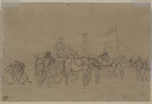 Cestující pro Rýnský parník verso, druhá nebo třetí čtvrtina 19. století. od Heinrich von Mayr