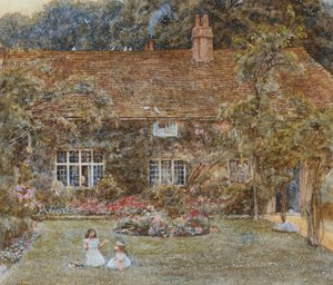 Venkovský dům (akvarel se škrábáním) od Helen Allingham