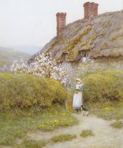Dorsetshire Cottage (akvarel na papíře) od Helen Allingham
